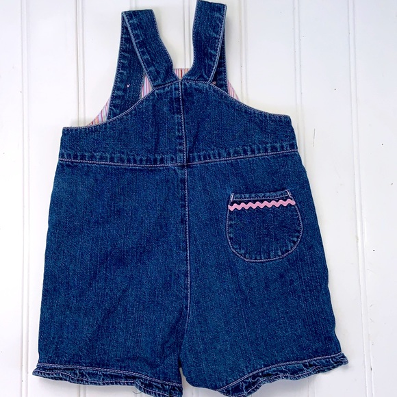 TKS Embroidered Denim Bib Overall Jean Shorts 3-6M - Picture 8 of 11